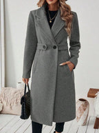 Women's Belted Longline Coat in Gray