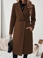 Women's Belted Longline Coat in Brown