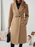 Women's Belted Longline Coat in Khaki