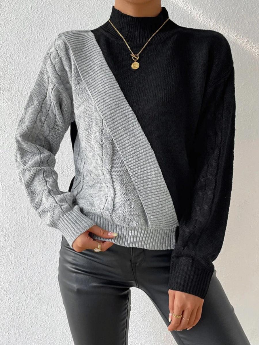 Women's Two-Tone Cable Knit Sweater - view 1