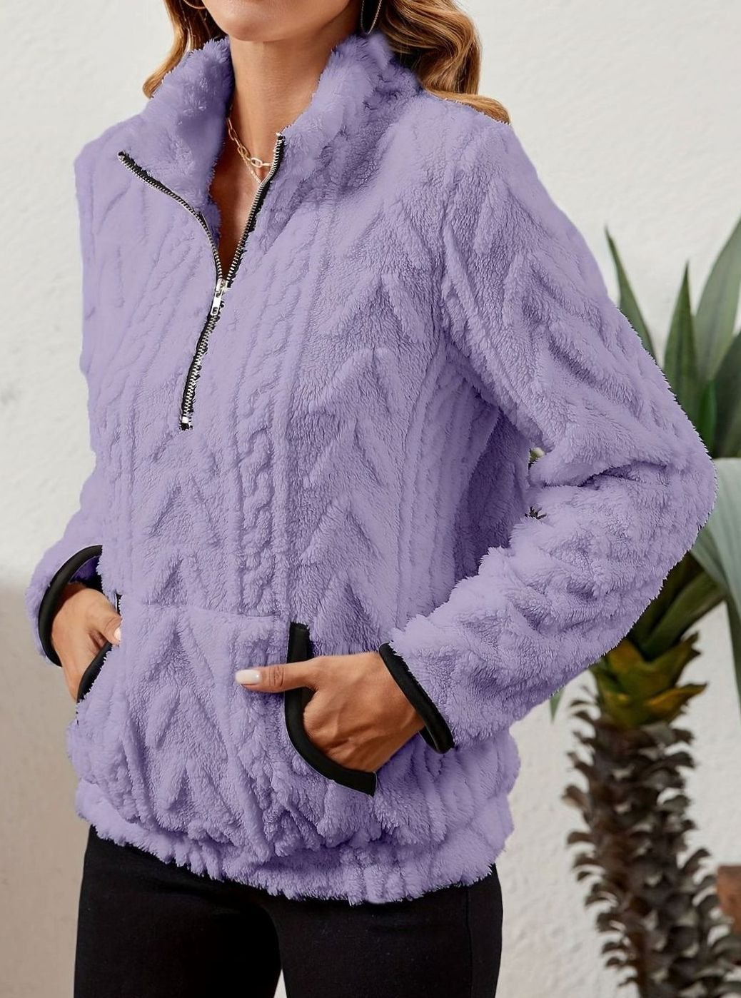 Women's Half-Zip Fleece Pullover in Purple