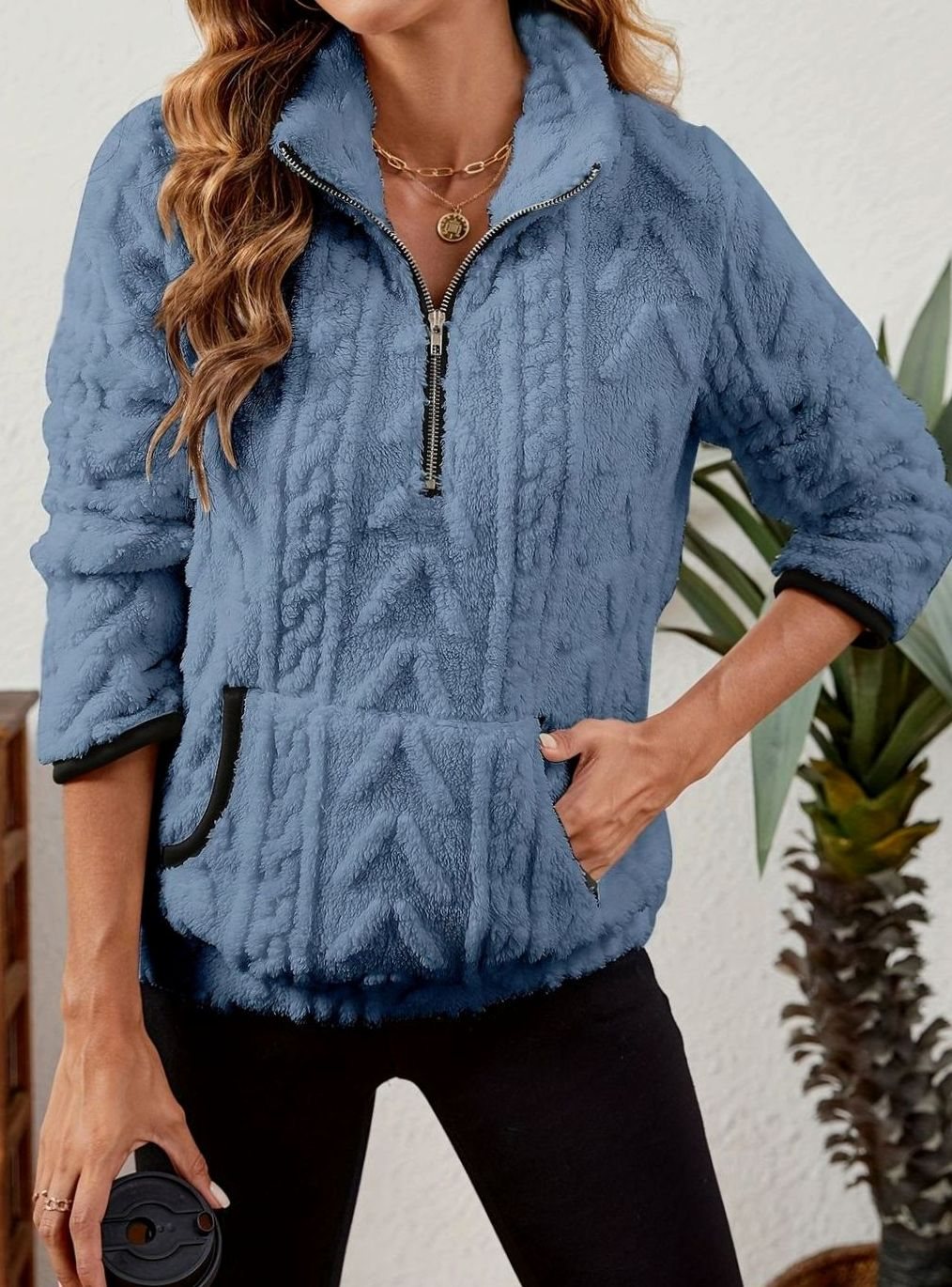 Women's Half-Zip Fleece Pullover in Blue