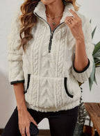 Women's Half-Zip Fleece Pullover in White