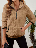 Women's Half-Zip Fleece Pullover in Khaki