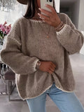 Women's Oversized Boat Neck Sweater in Khaki