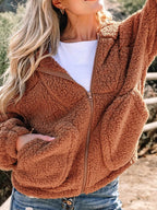 Women's Oversized Hooded Teddy Jacket in Brown - view 2