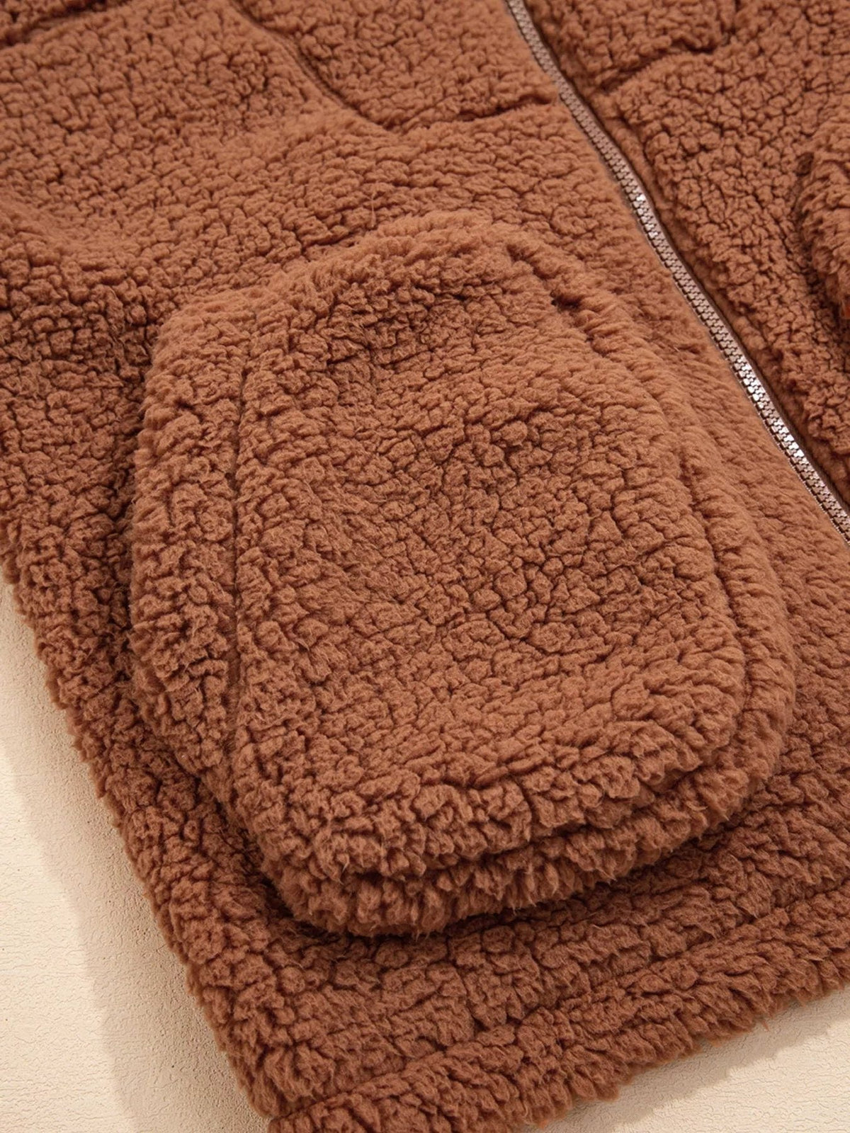 Women's Oversized Hooded Teddy Jacket in Brown - view 6