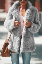 Women's Oversized Teddy Coat in Gray