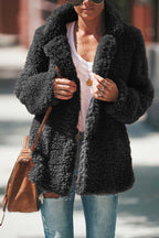 Women's Oversized Teddy Coat in Black