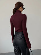 Women's Fitted Ribbed Turtleneck Sweater - view 1