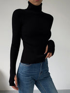 Women's Fitted Ribbed Turtleneck Sweater - view 2