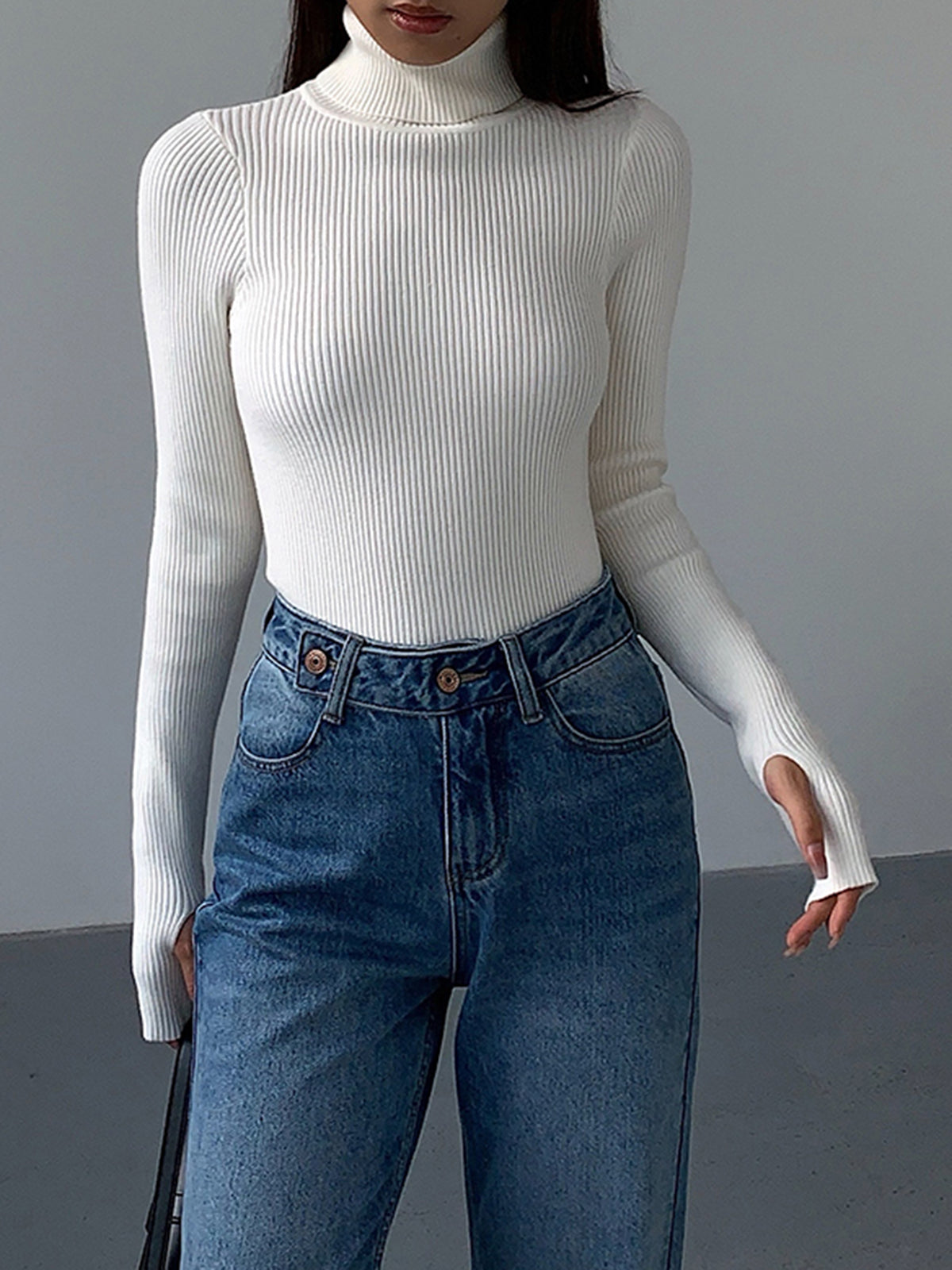 Women's Fitted Ribbed Turtleneck Sweater - view 3