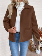 Women's Fleece-Lined Zip Jacket in Brown