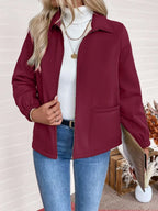 Women's Fleece-Lined Zip Jacket in Berry Pink