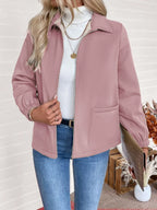 Women's Fleece-Lined Zip Jacket in Pink