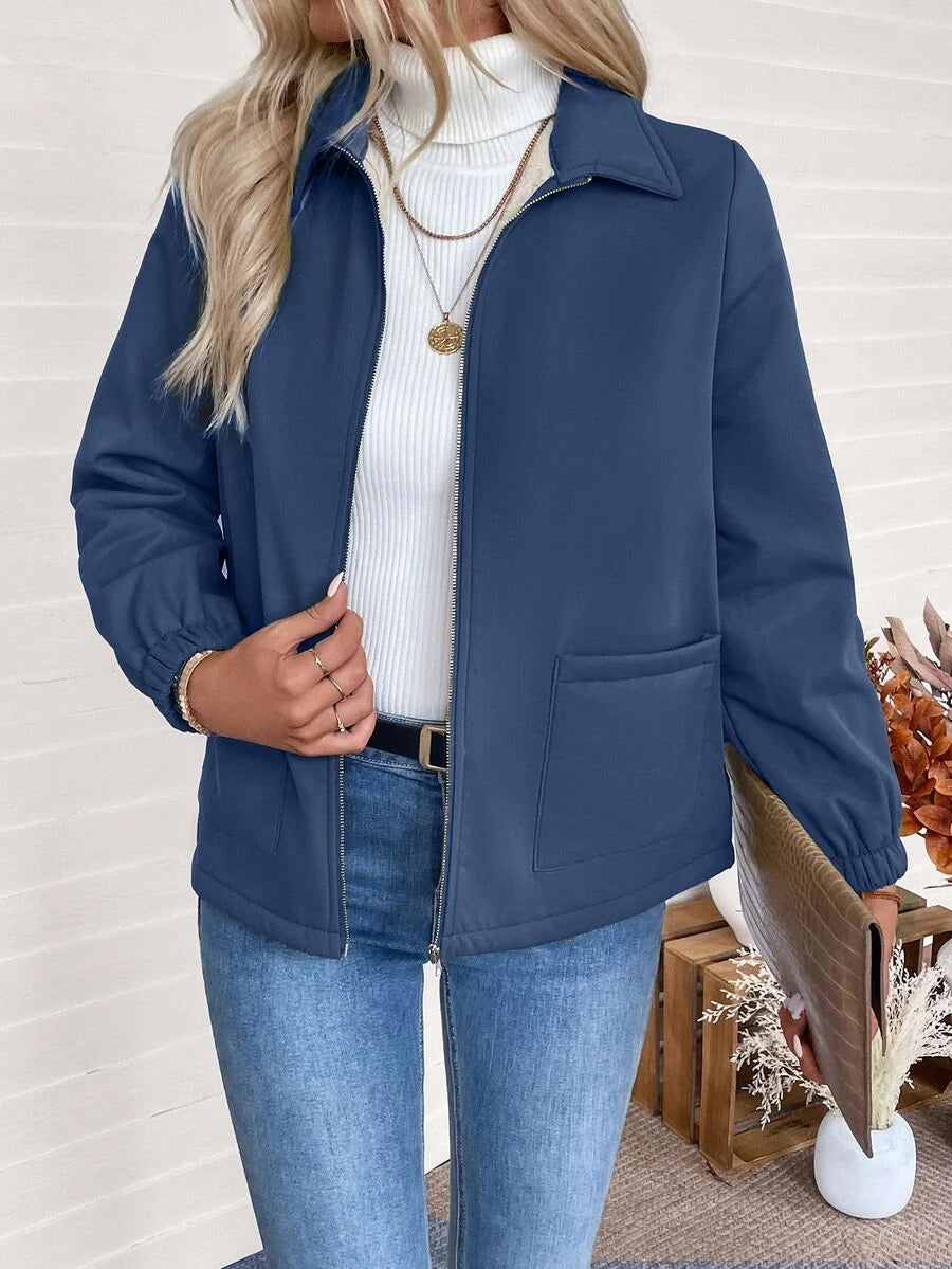 Women's Fleece-Lined Zip Jacket in Royal Blue