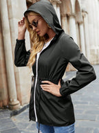 Women's Hooded Windbreaker in Black