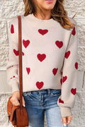 Women's Heart Print Sweater in White