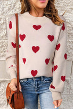 Women's Heart Print Sweater in White