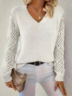 Women's V-Neck Sweater in White
