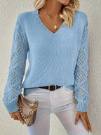Women's V-Neck Sweater in Sky Blue