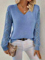 Women's V-Neck Sweater in Blue