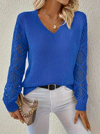 Women's V-Neck Sweater in Royal Blue