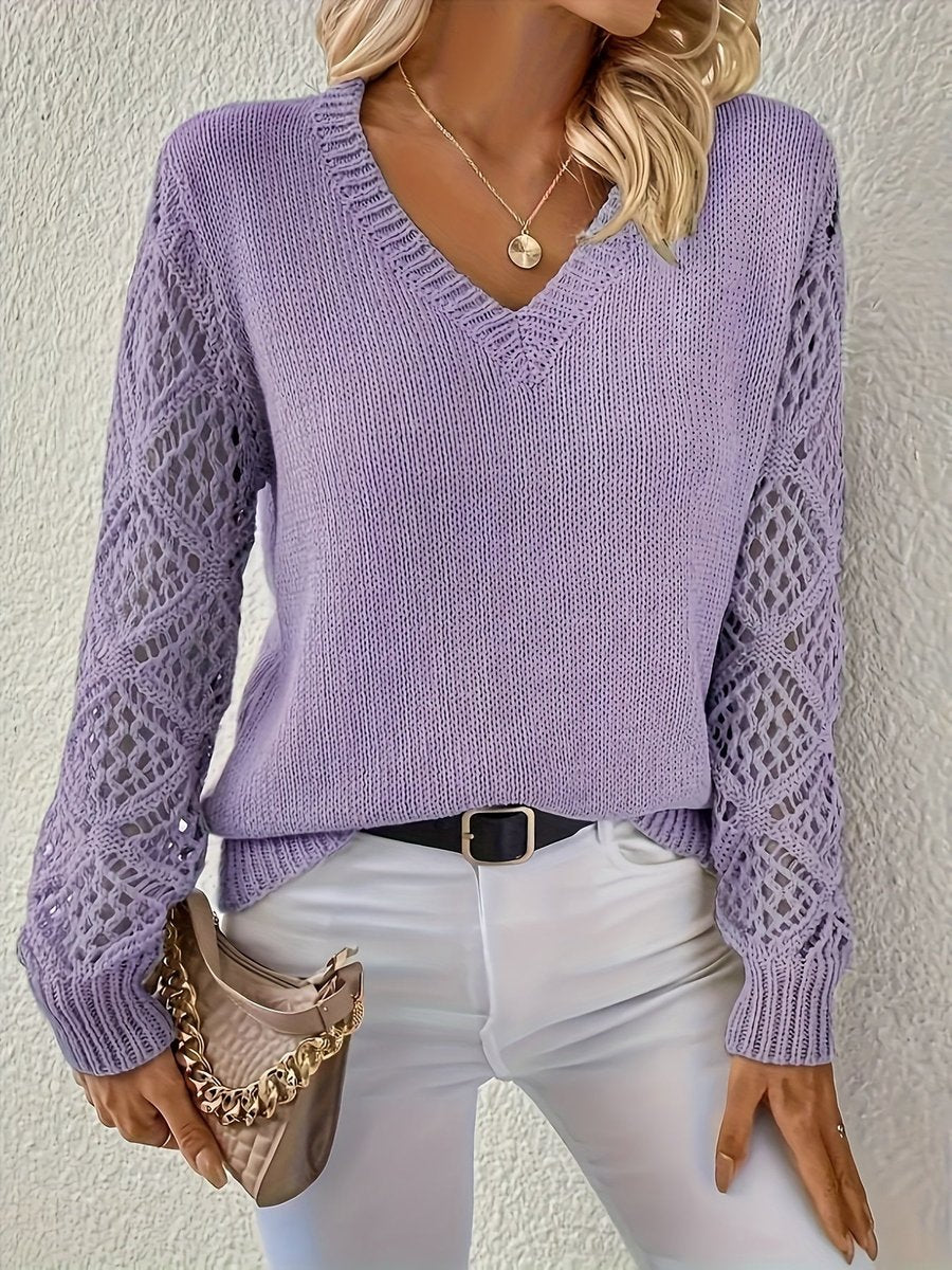 Women's V-Neck Sweater in Purple