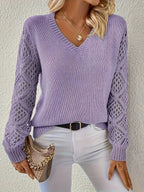 Women's V-Neck Sweater in Purple