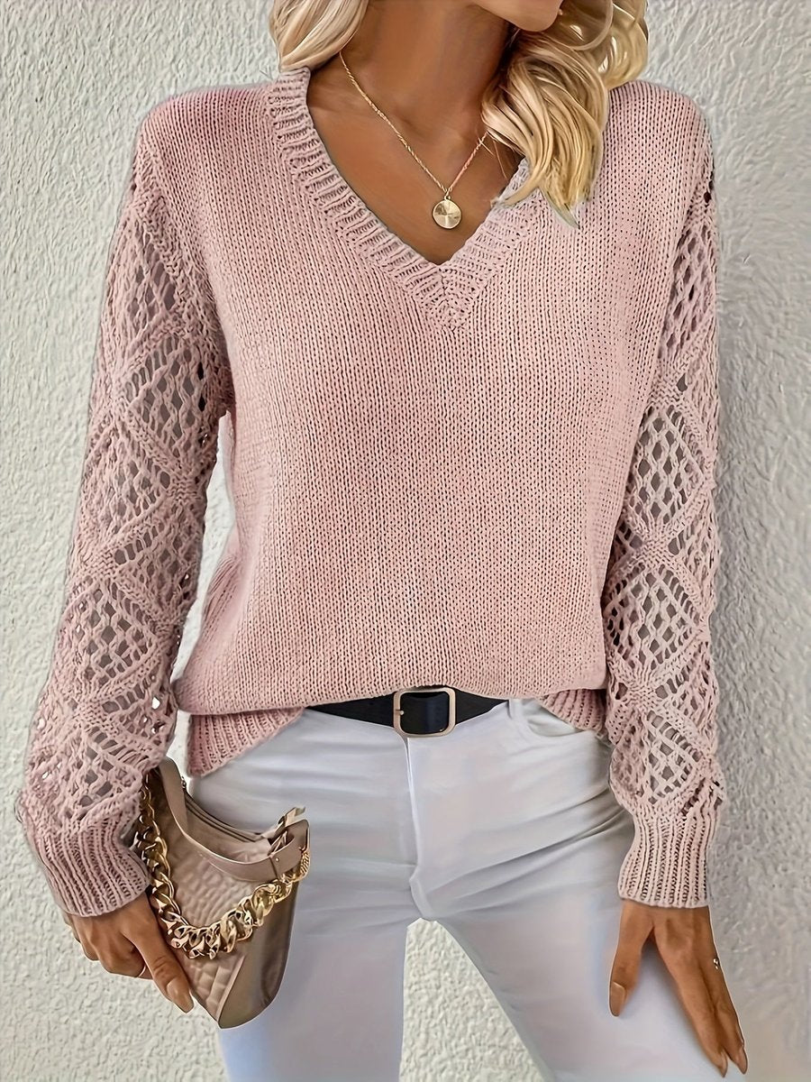 Women's V-Neck Sweater in Pink