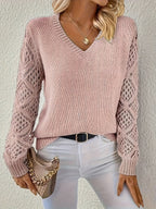 Women's V-Neck Sweater in Pink