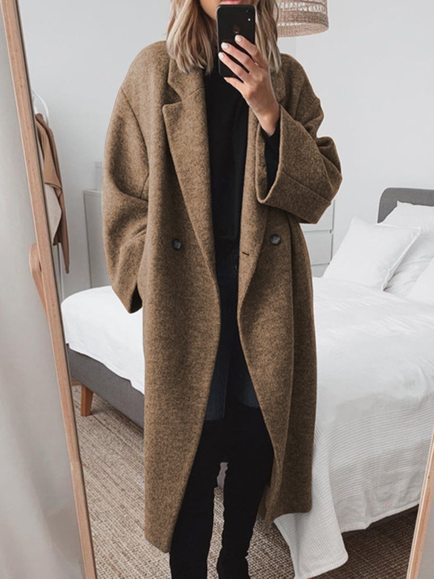 Women's Oversized Double-Breasted Coat in Brown