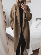 Women's Oversized Double-Breasted Coat in Brown