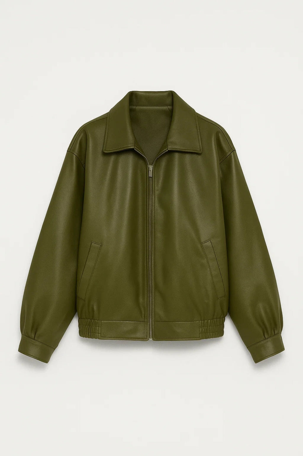 Women's Oversized Faux Leather Bomber Jacket - view 1