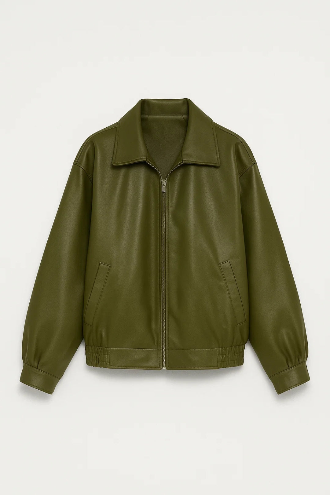 Women's Oversized Faux Leather Bomber Jacket - view 1