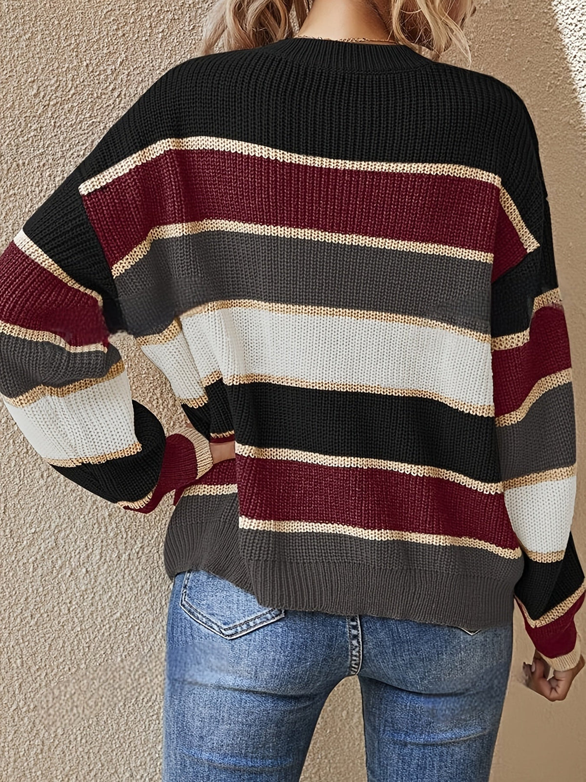 Women's Oversized Striped Sweater - view 1