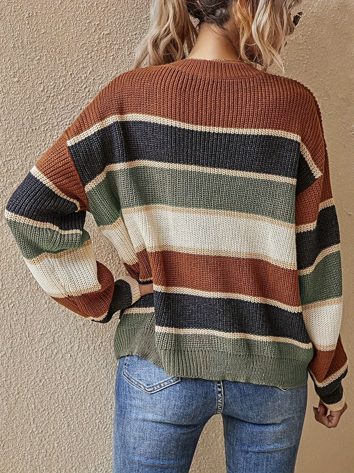 Women's Oversized Striped Sweater - view 5