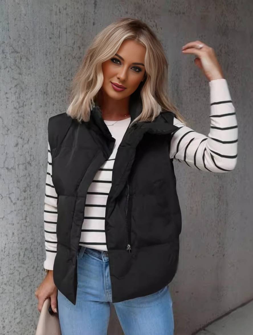 Women's Quilted Puffer Vest in Black