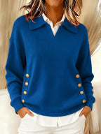 Women's Polo Collar Sweater in Blue