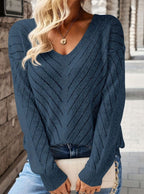 Women's V-Neck Sweater in Navy