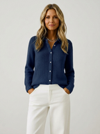 Women's Rib Knit Cardigan in Navy Blue