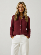 Women's Rib Knit Cardigan in Burgundy