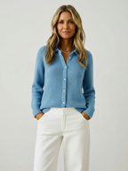Women's Rib Knit Cardigan in Blue
