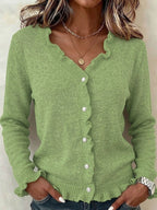Women's Button Cardigan in Green