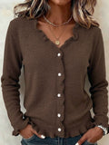 Women's Button Cardigan in Brown