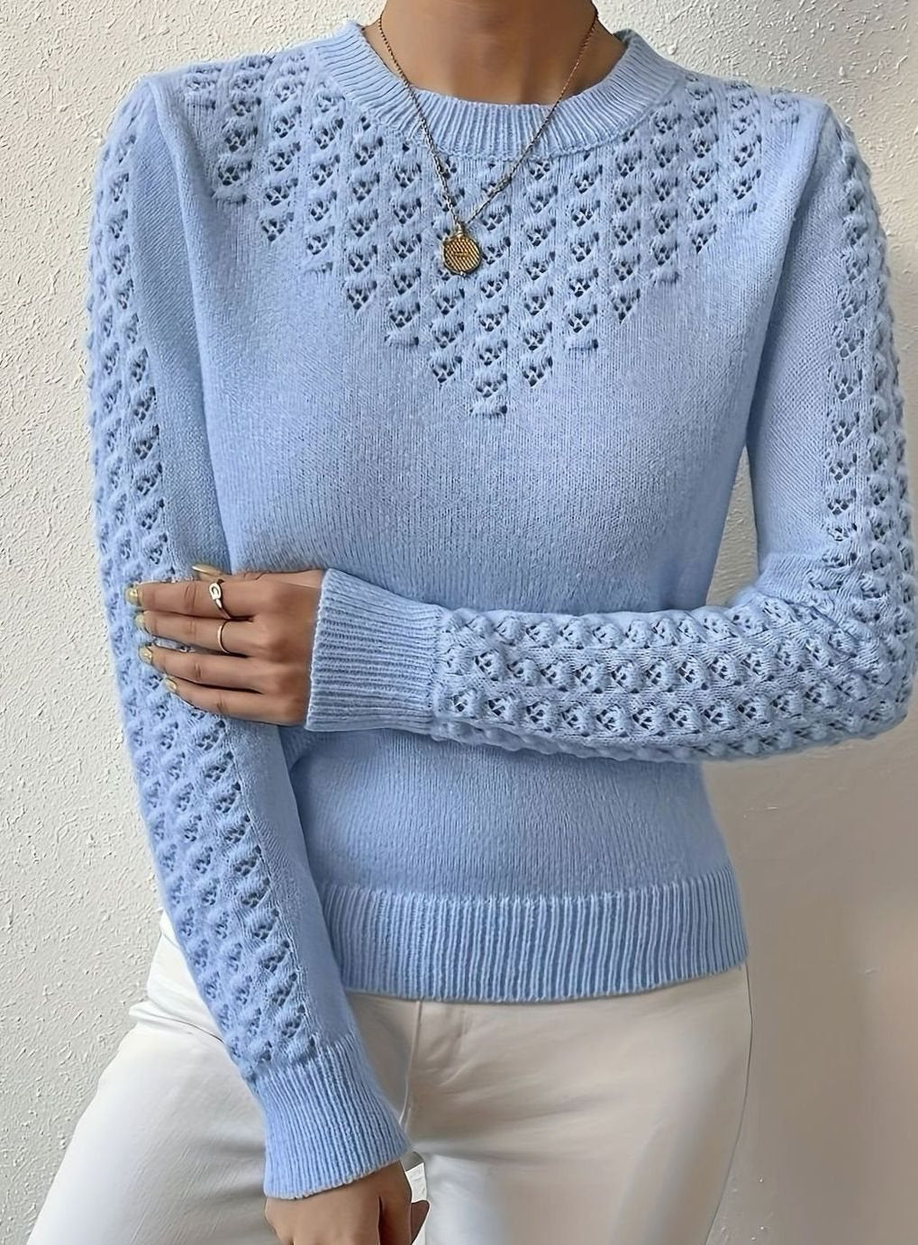 Women's Crew Neck Sweater in Light Blue