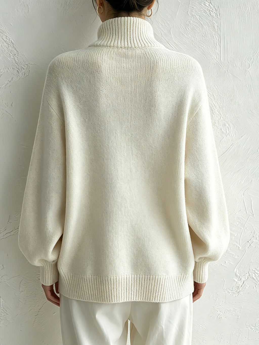 Women's Oversized Turtleneck Sweater in White - view 1