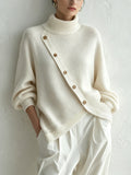 Women's Oversized Turtleneck Sweater in White