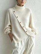 Women's Oversized Turtleneck Sweater in White