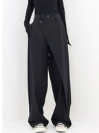 Alira Baggy Wide Leg Trousers with Wrapped Waist Detail in Black